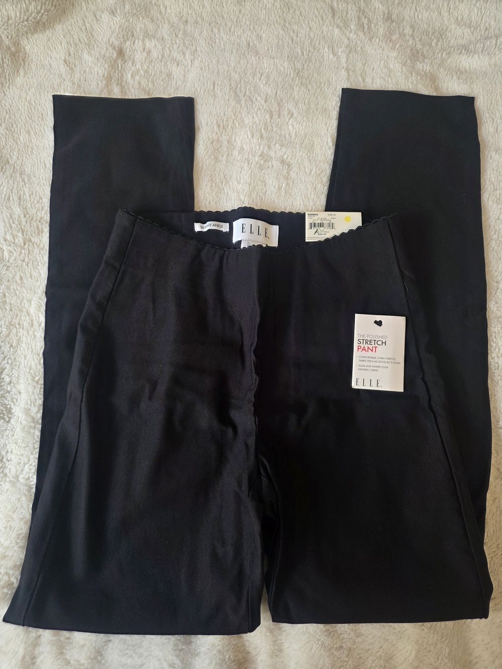 NWT ELLE Women's XS Black Solid Stretch Skinny Ankle Pull-On Pants